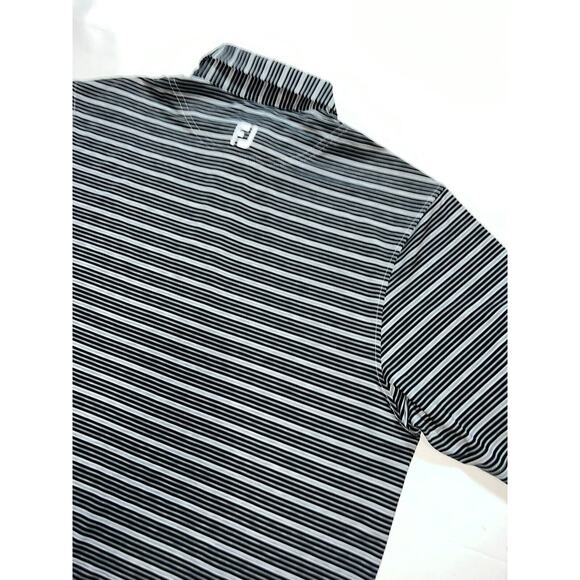 FootJoy Polo Shirt Mens Size L Black Gray Striped Golf Mind Over Matter Sleeve - Picture 14 of 16